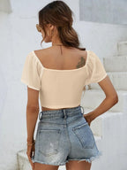 Drawstring Short Sleeve Crop Top (8)