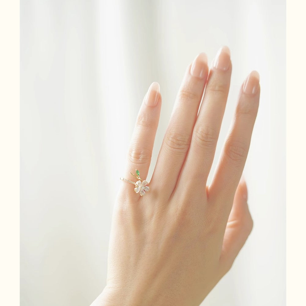 Can Rotate Crystal Cherry Blossom Ring photo 5
