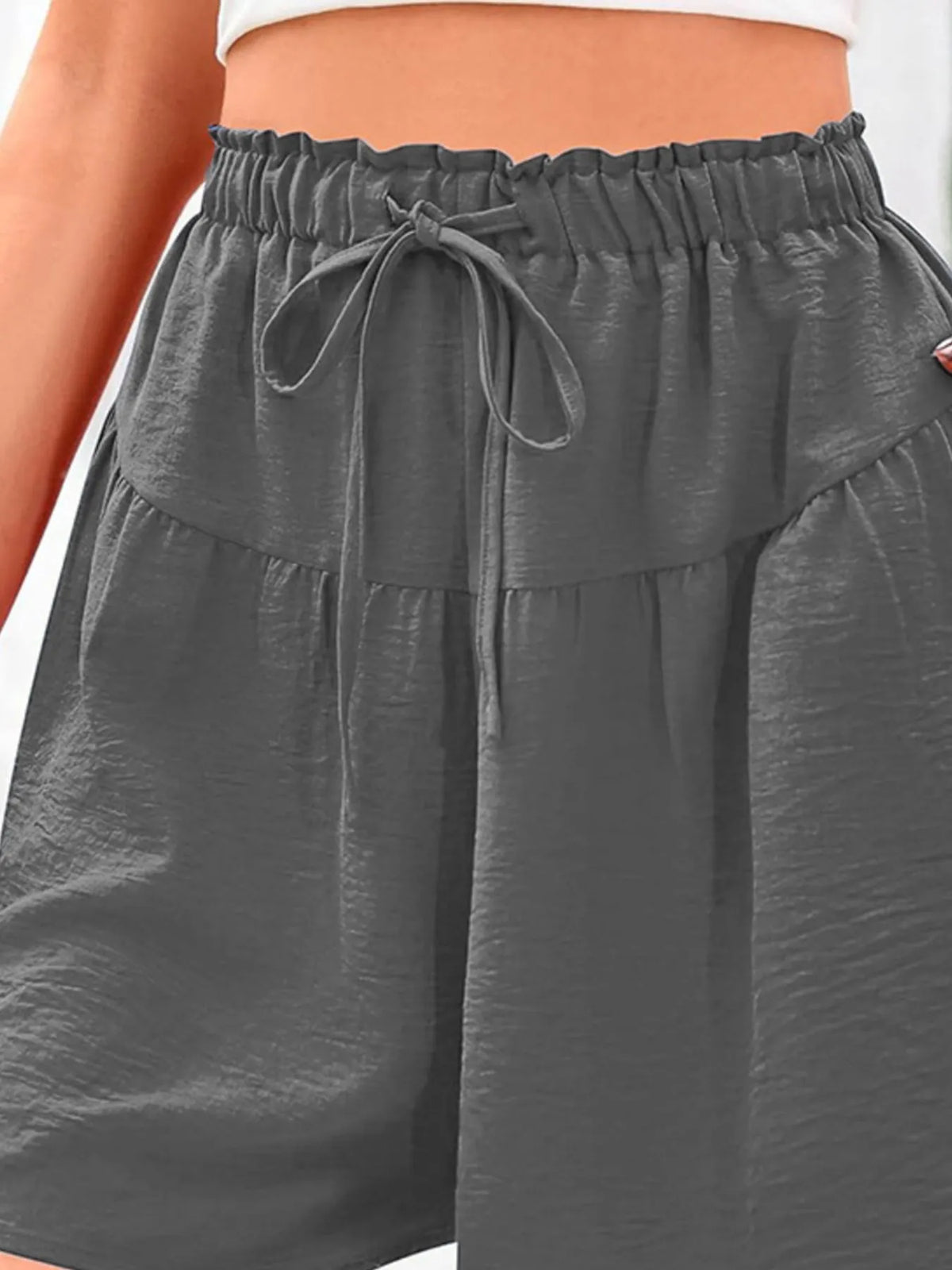 Full Size Casual Drawstring High Waist Relaxed Shorts Plus (15)