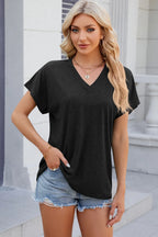 V-neck Short Sleeve T-shirt (15)