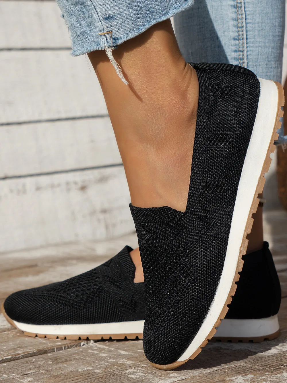 Mesh Round Toe Flat Slip-ons (3)