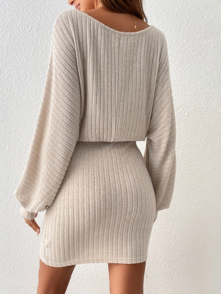 Autumn Belt Decorative Long Sleeve Knitted Dress photo 11