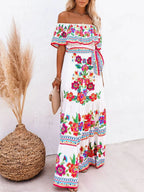 Floral Off Shoulder Ruffle Maxi Dress (6)