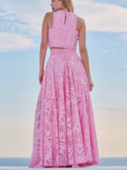 Eyelet Lace Top Maxi Skirt Set (7)