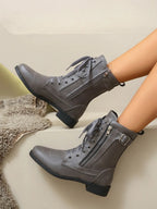 Pu Leather Lace-up Boots (10)