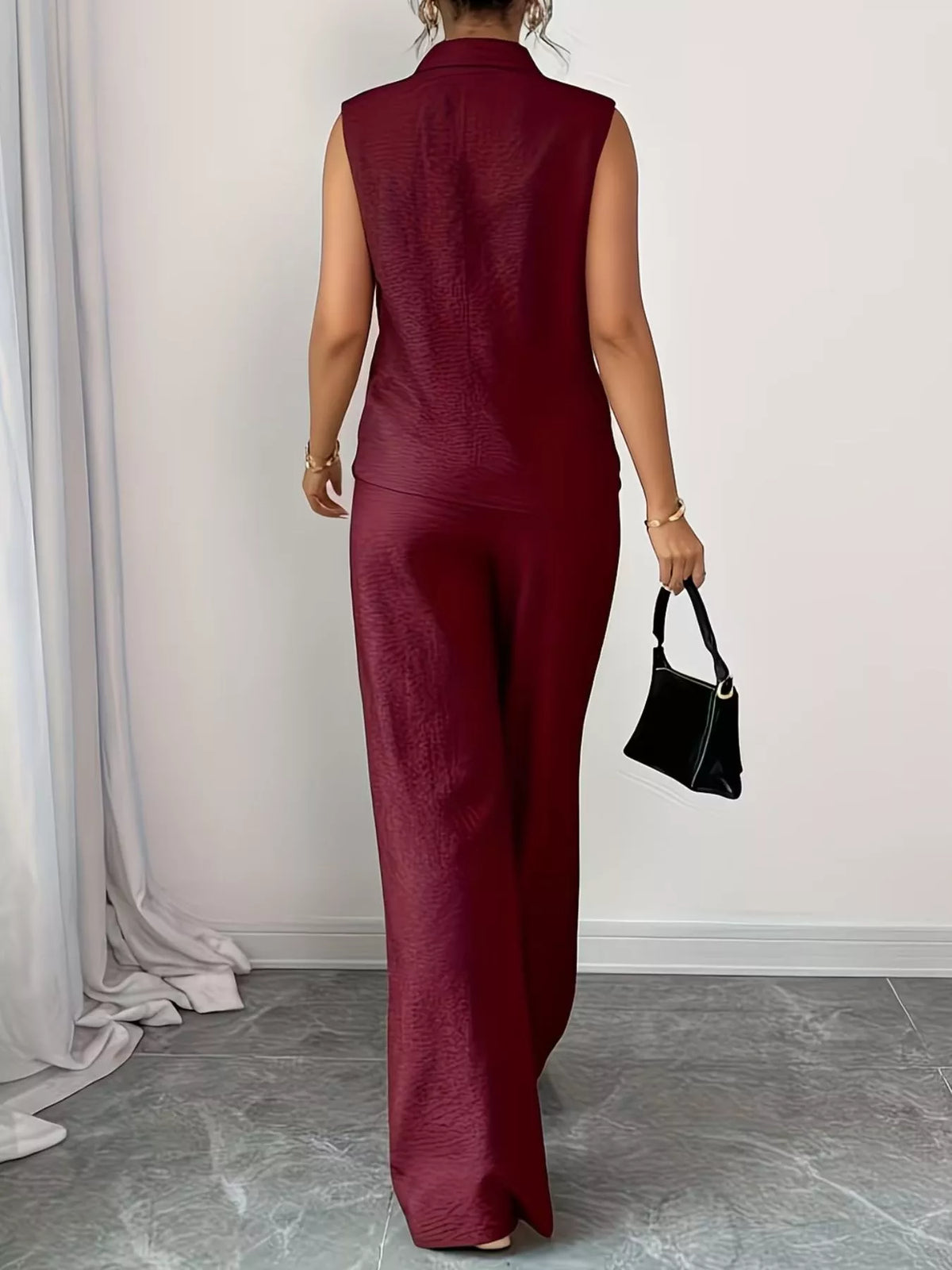 Sleeveless Top Wide Leg Pants Set (10)