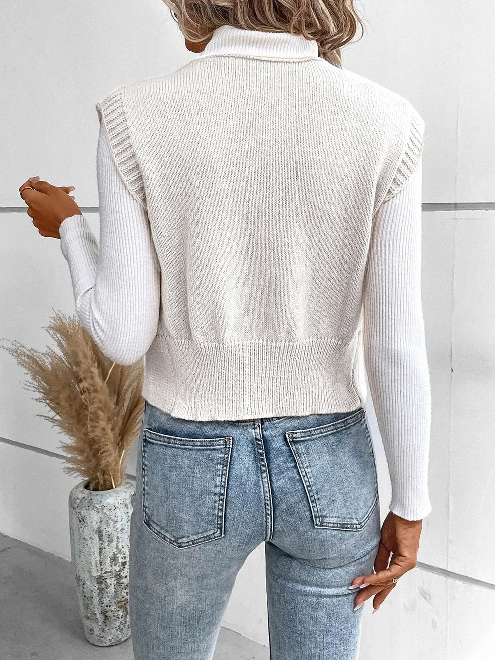 Full Size Button Up V-neck Sweater Vest (12)