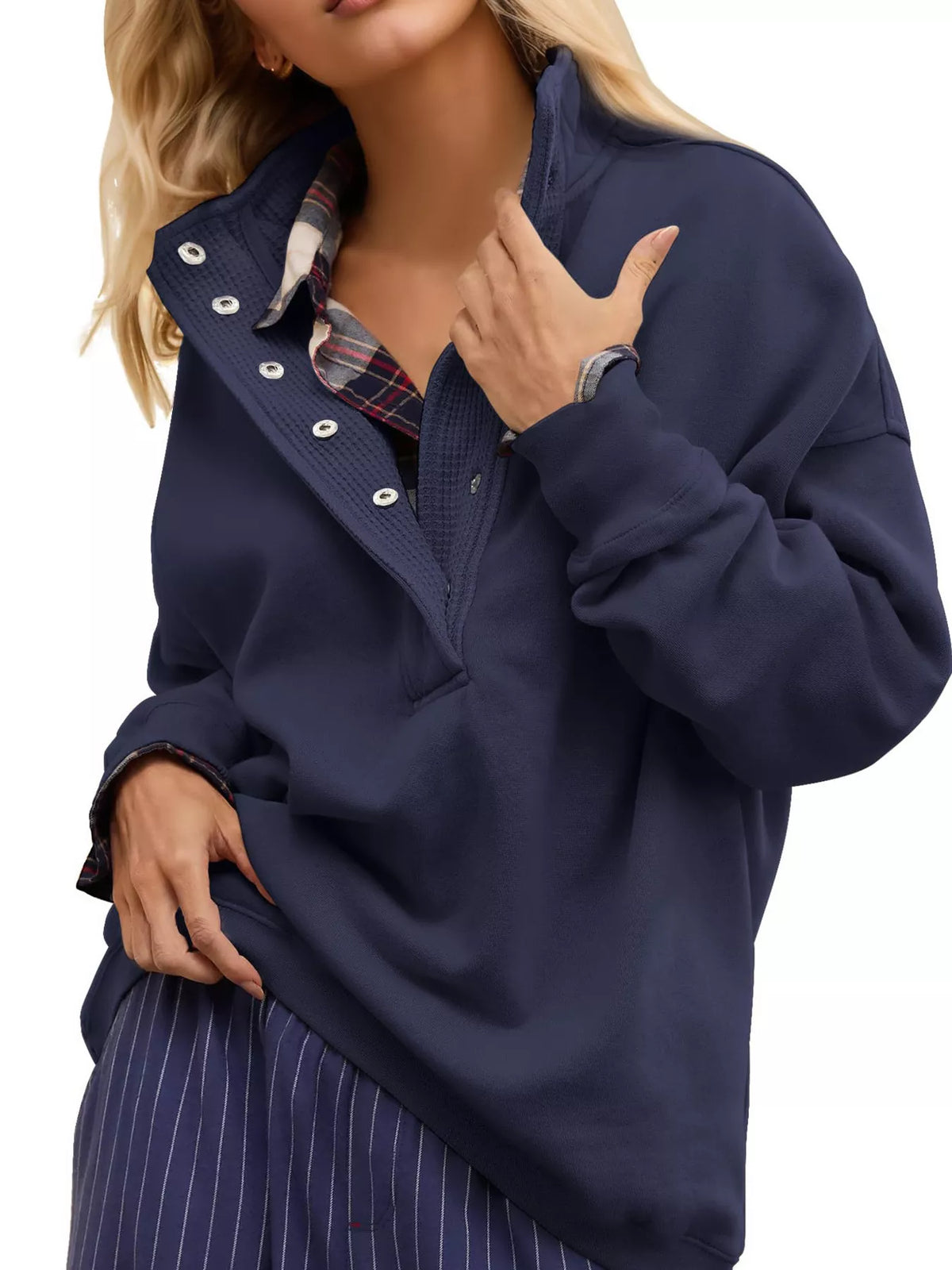 Half Snap Dropped Shoulder Sweatshirt (9)