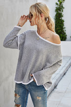 Round Neck Dropped Shoulder Sweater (5)