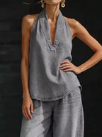 Full Size Halter Neck Top Wide Leg Pants Plus (6)
