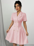Double-breasted Short Sleeve Dress (9)