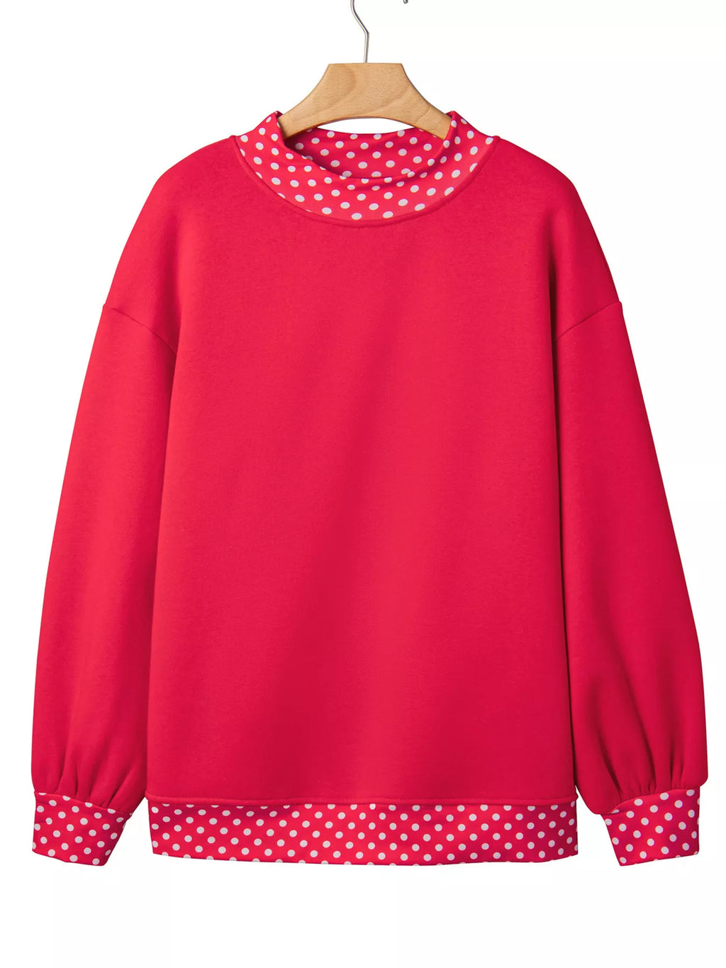 Polka Dot Trim Contrast Crew Neck Sweatshirt (8)