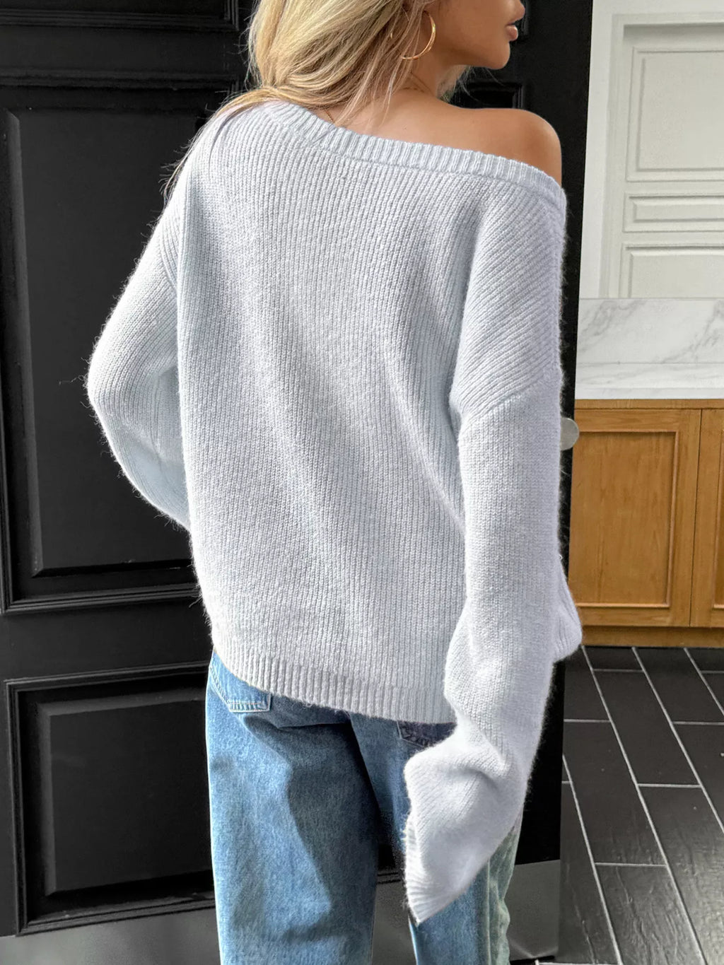 One Shoulder Ribbed Knit Sweater (7)
