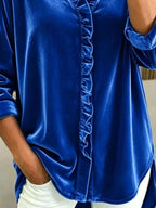 Velvet Frill V-neck Blouse (3)
