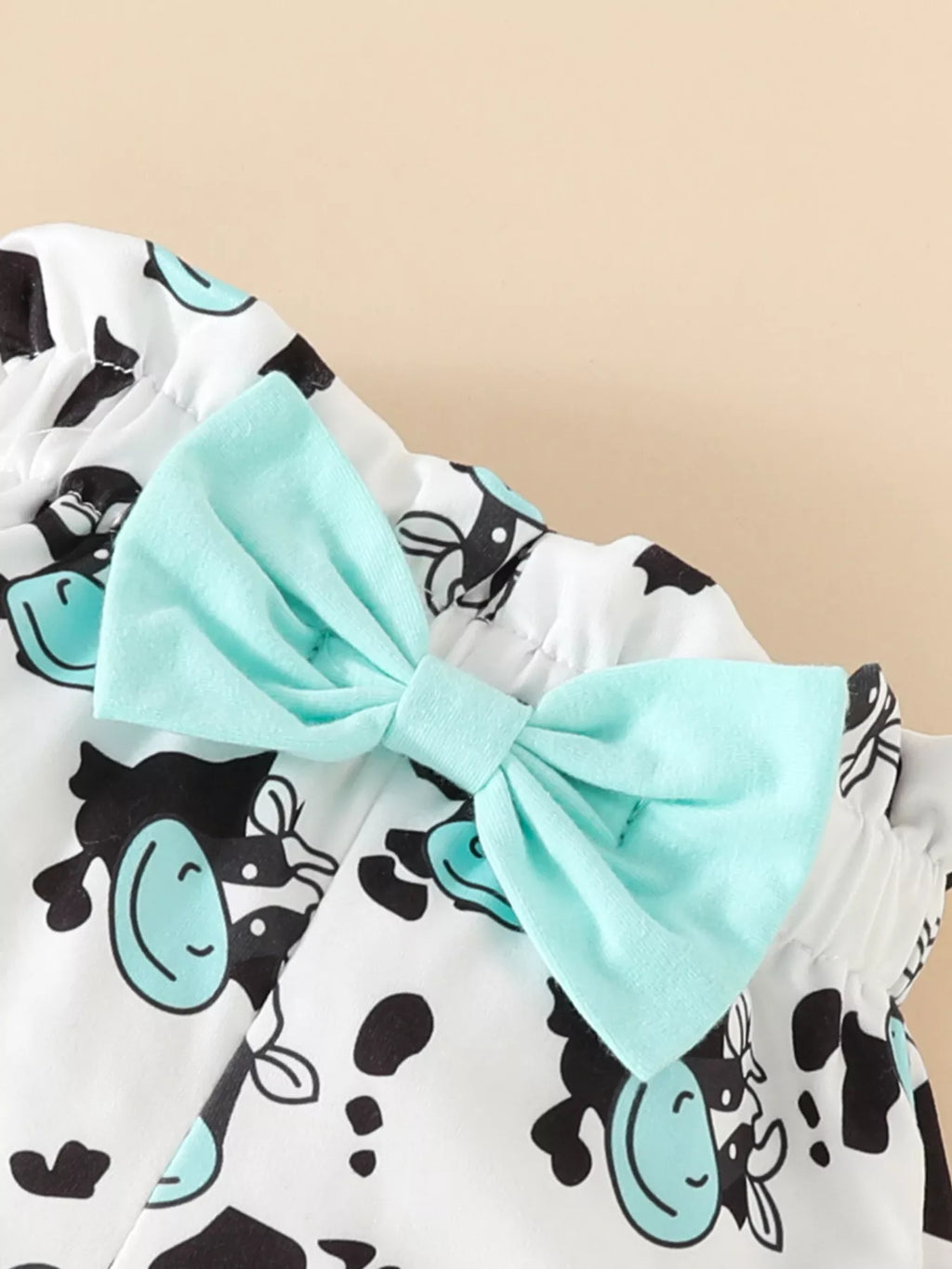 Children's Ruffled Cow Bodysuit Shorts Set Headband (5)