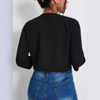 Solid Color Slit Bomber Jacket photo 4