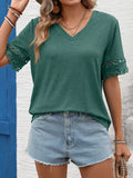V-neck Hollow-out Sleeve T-shirt