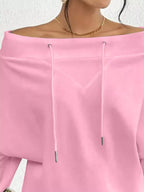 Full Size Off-shoulder Drawstring Long Sleeve Top Plus (9)