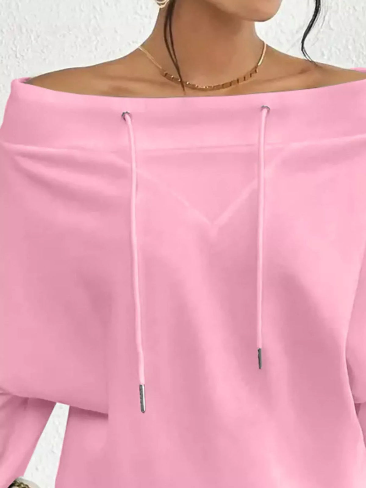 Full Size Off-shoulder Drawstring Long Sleeve Top Plus (9)