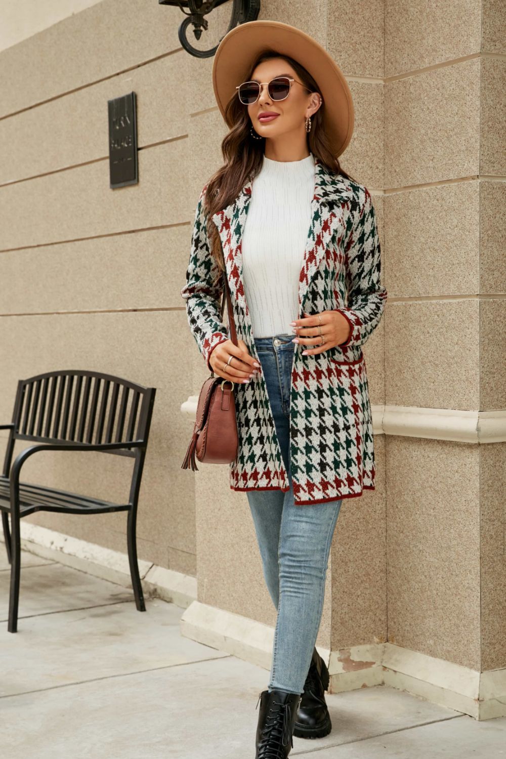 Printed Open Front Lapel Collar Cardigan Pockets (13)