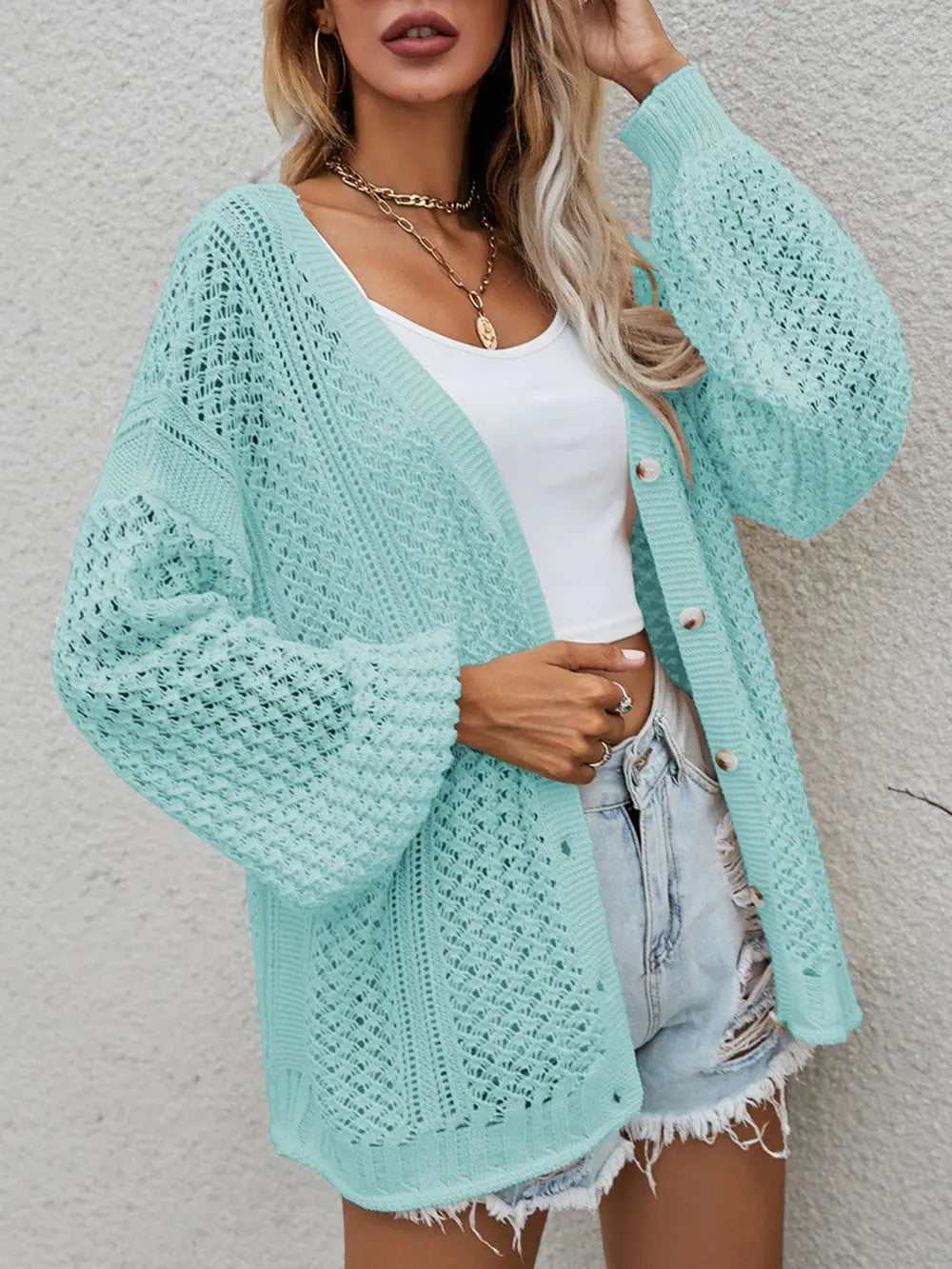 Openwork Button Front Cardigan (8)