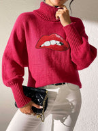 Lip Turtleneck Long Sleeve Sweater (19)