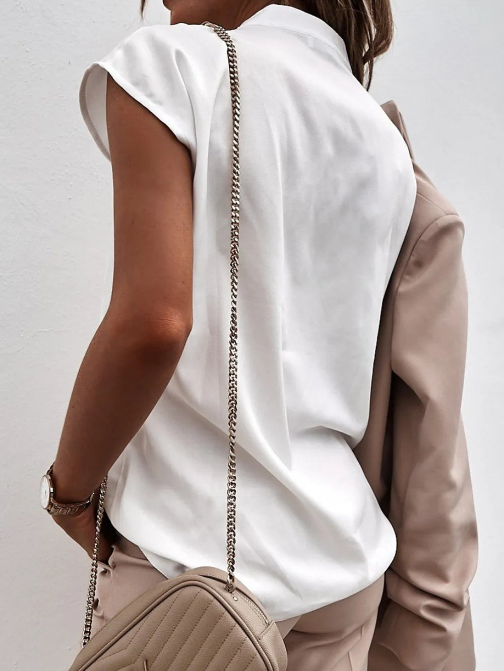 V-neck Cap Sleeve Blouse (7)