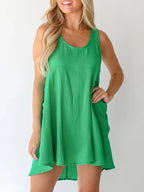 Tied Scoop Neck Wide Strap Mini Dress (6)