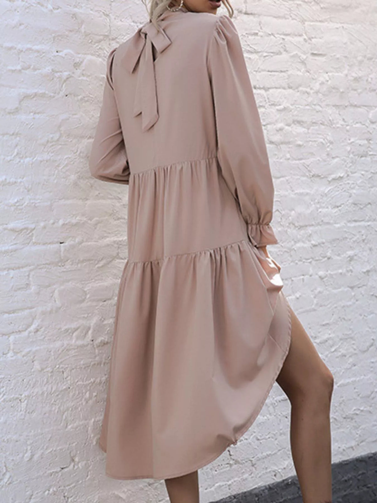 High-low Flounce Sleeve Dress (6)