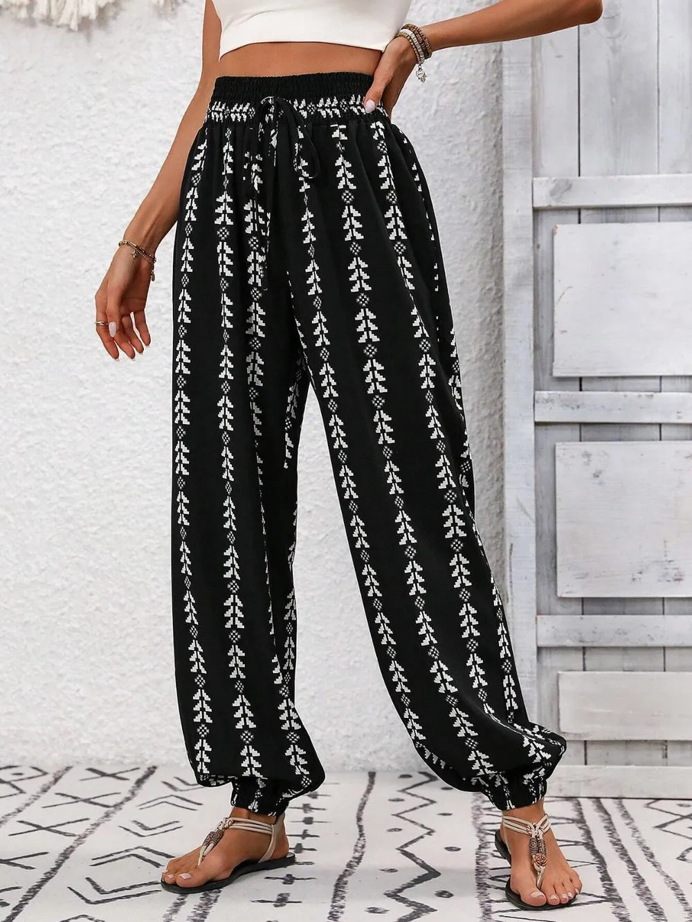 Tied Printed High Waist Pants (10)