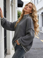 Turtleneck Dropped Shoulder Sweater (10)