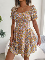Floral Sweetheart Neck Flounce Sleeve Mini Dress (8)