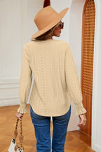Contrast Flounce Sleeve Blouse (9)