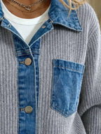 Denim Trim Button Up Cardigan (8)