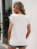 Ruffled Round Neck Cap Sleeve T-shirt (2)