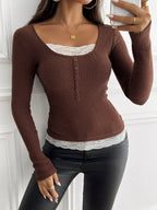Lace Detail Long Sleeve T-shirt (21)