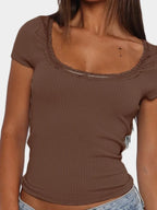 Lace Detail Scoop Neck Short Sleeve T-shirt (12)