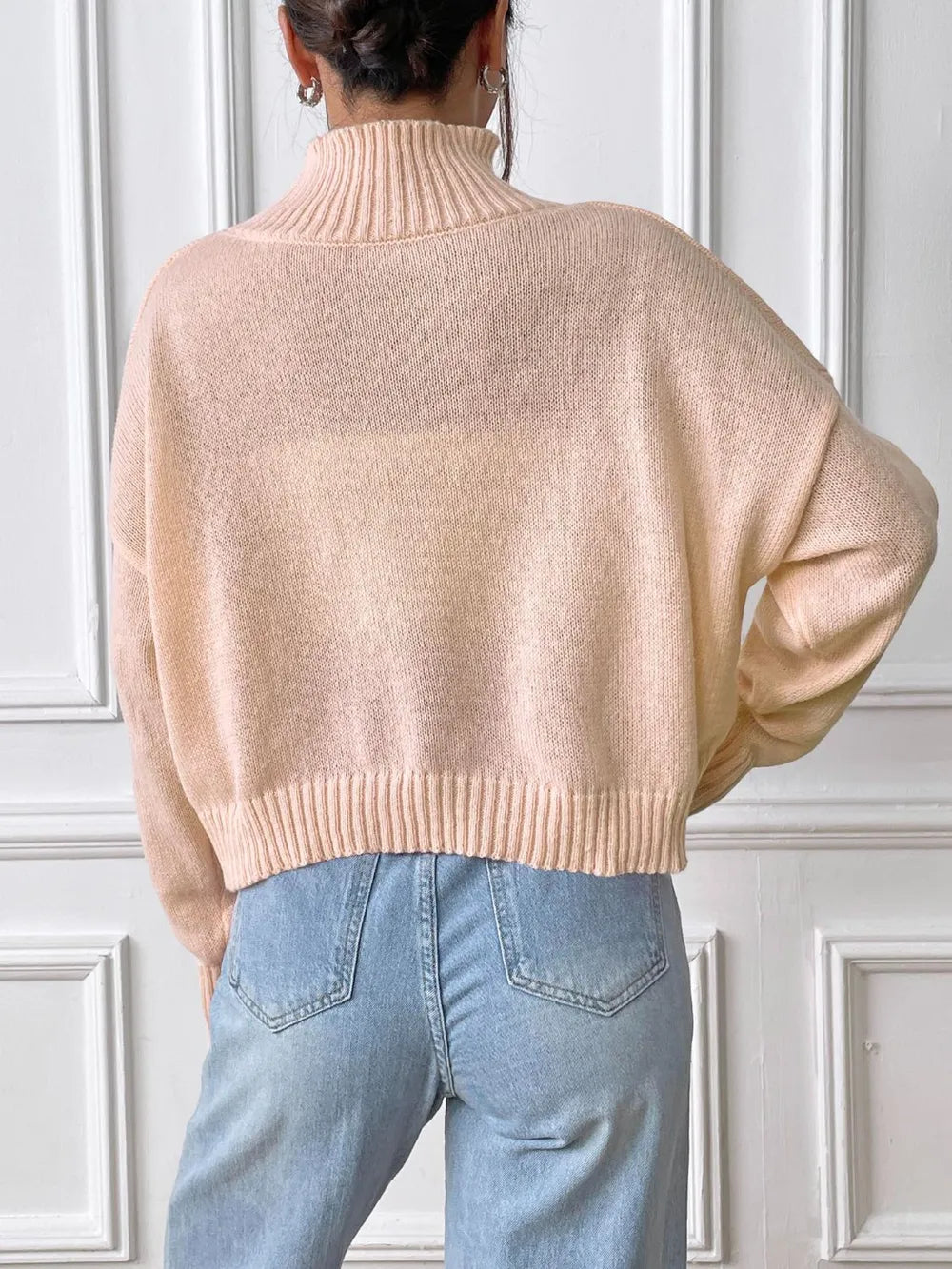 Flower Turtleneck Long Sleeve Sweater (2)
