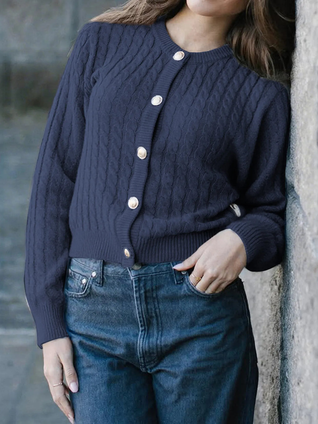 Cable Knit Button-up Cardigan (3)