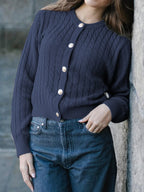 Cable Knit Button-up Cardigan (3)