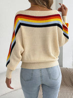 Striped Knit Boat Neck Sweater (5)