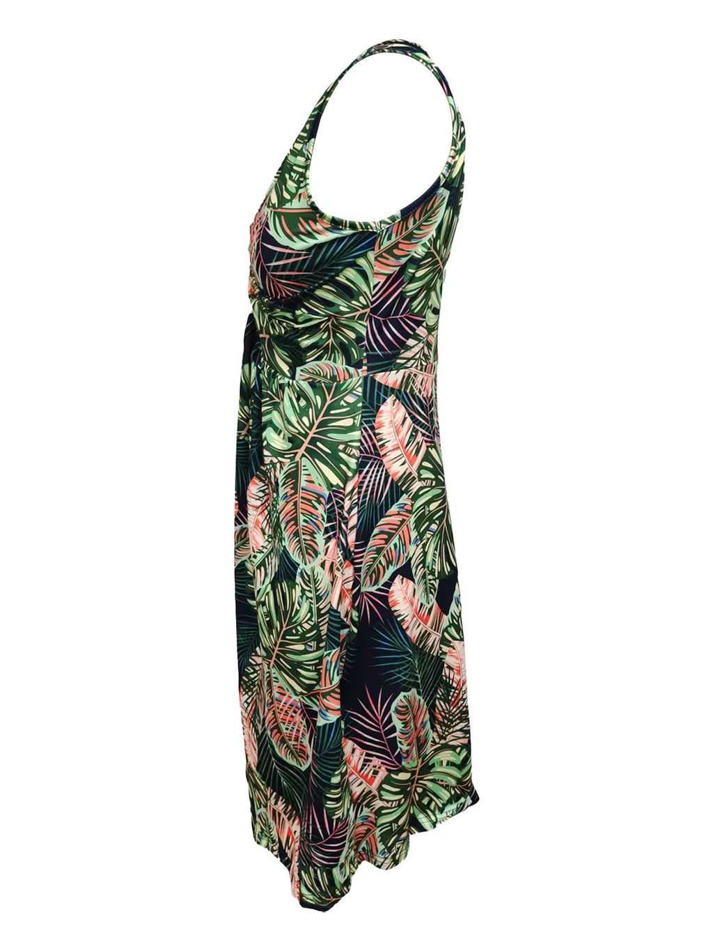 Tropical Print V-neck Sleeveless Summer Dress (12)