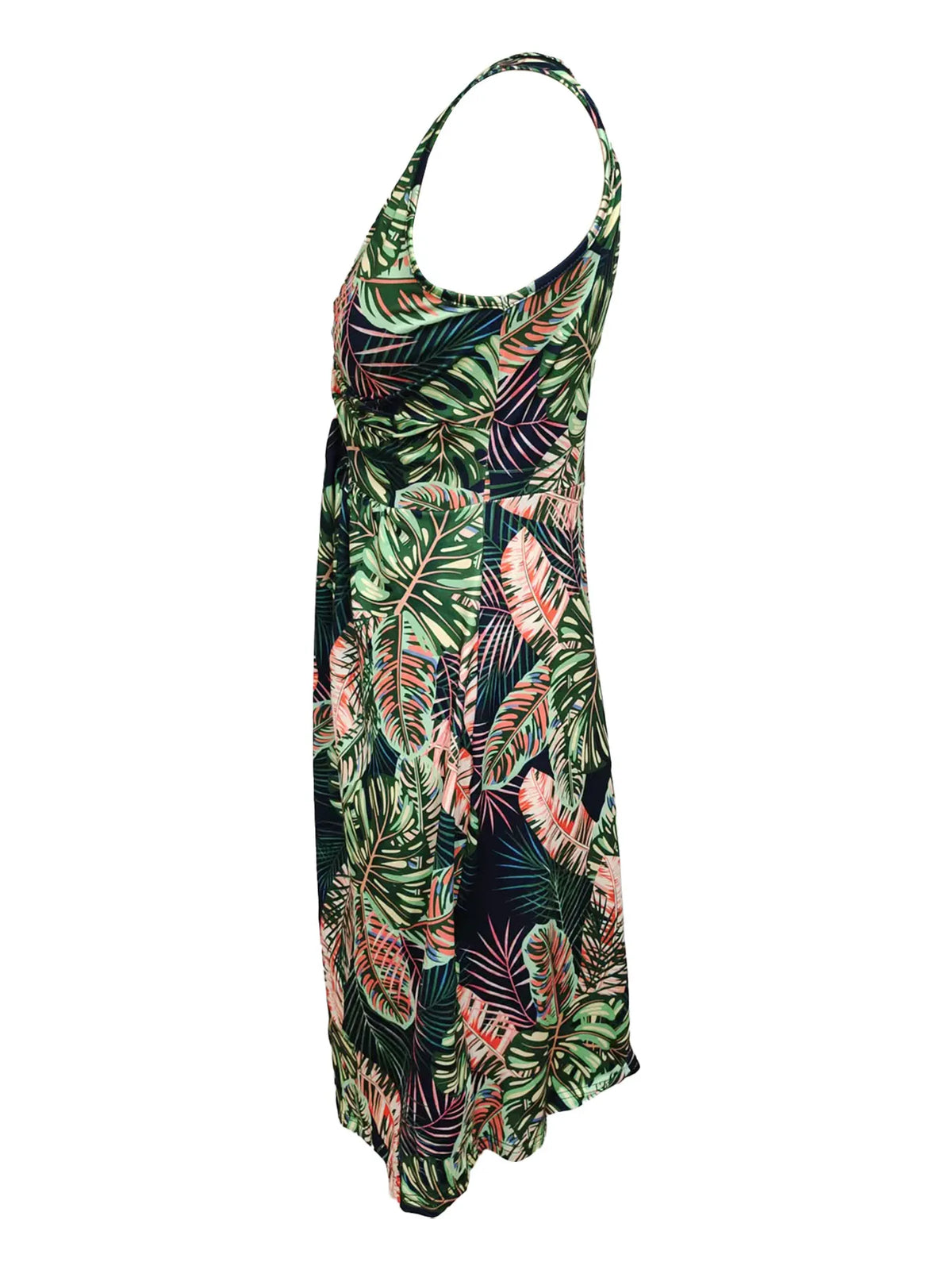 Tropical Print V-neck Sleeveless Summer Dress (12)