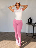 Contrast Short Sleeve Tee Pants Set