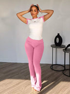 Contrast Short Sleeve Tee Pants Set