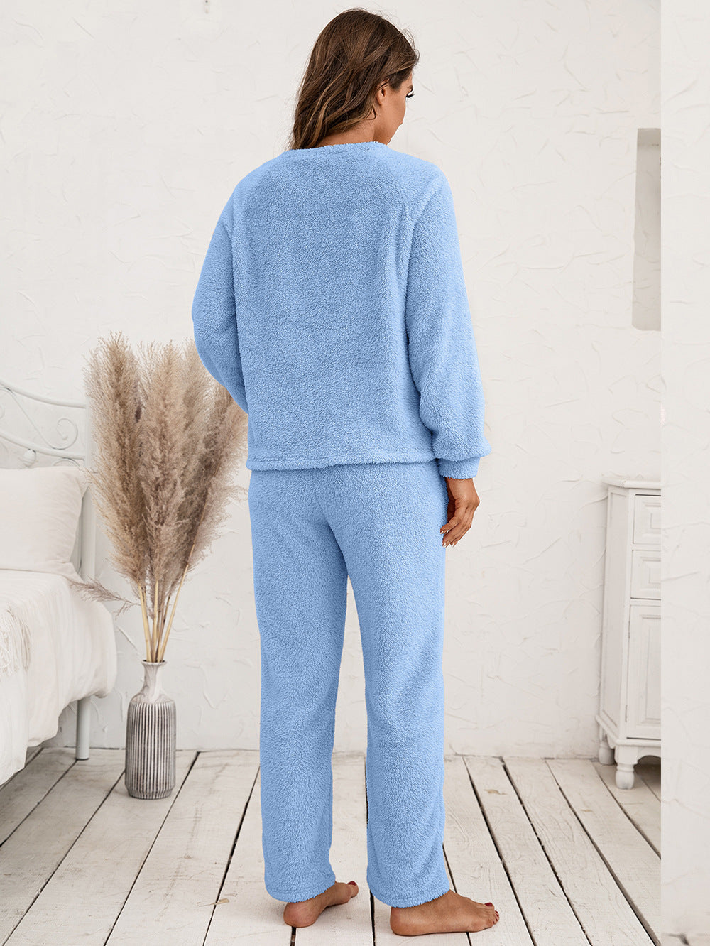 Teddy Long Sleeve Top Pants Lounge Set (27)