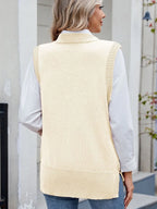 Buttoned Round Neck Sweater Vest (12)