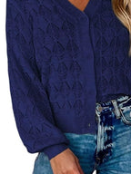 Chic V-neck Openwork Button-down Knit Cardigan (18)