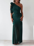 One-shoulder Ruffle Trim Maxi Dress (12)