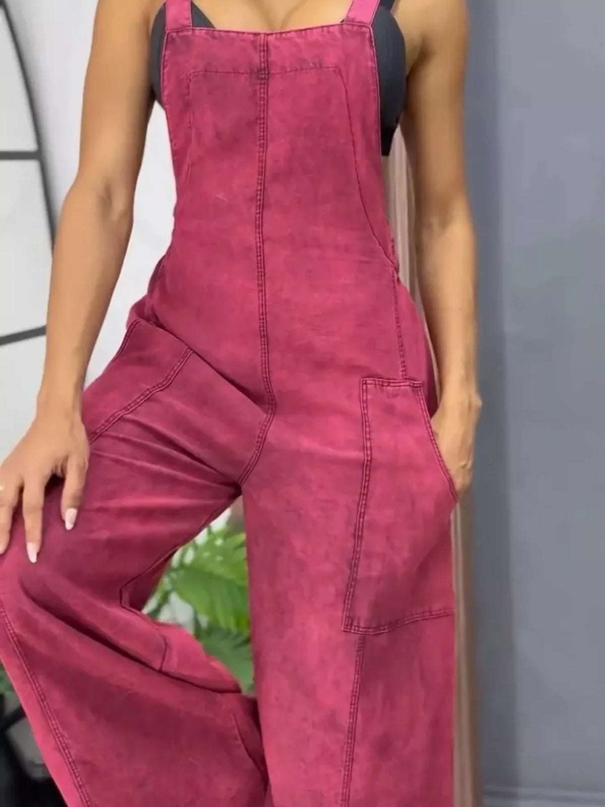 Full Size Vintage Wash Wide Leg Denim Overalls Plus (14)